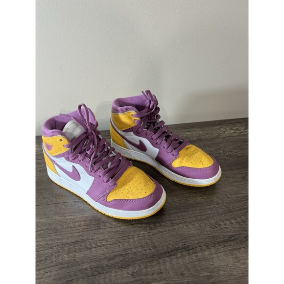 Air Jordan 1 Retro High OG Brotherhood Purple Gold size 5.5Y - Picture 1 of 13